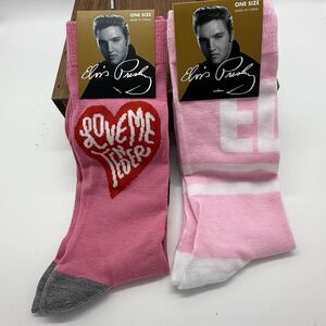 Elvis Presley Valentines Socks Set (2) Love Me Tender Pink One Size